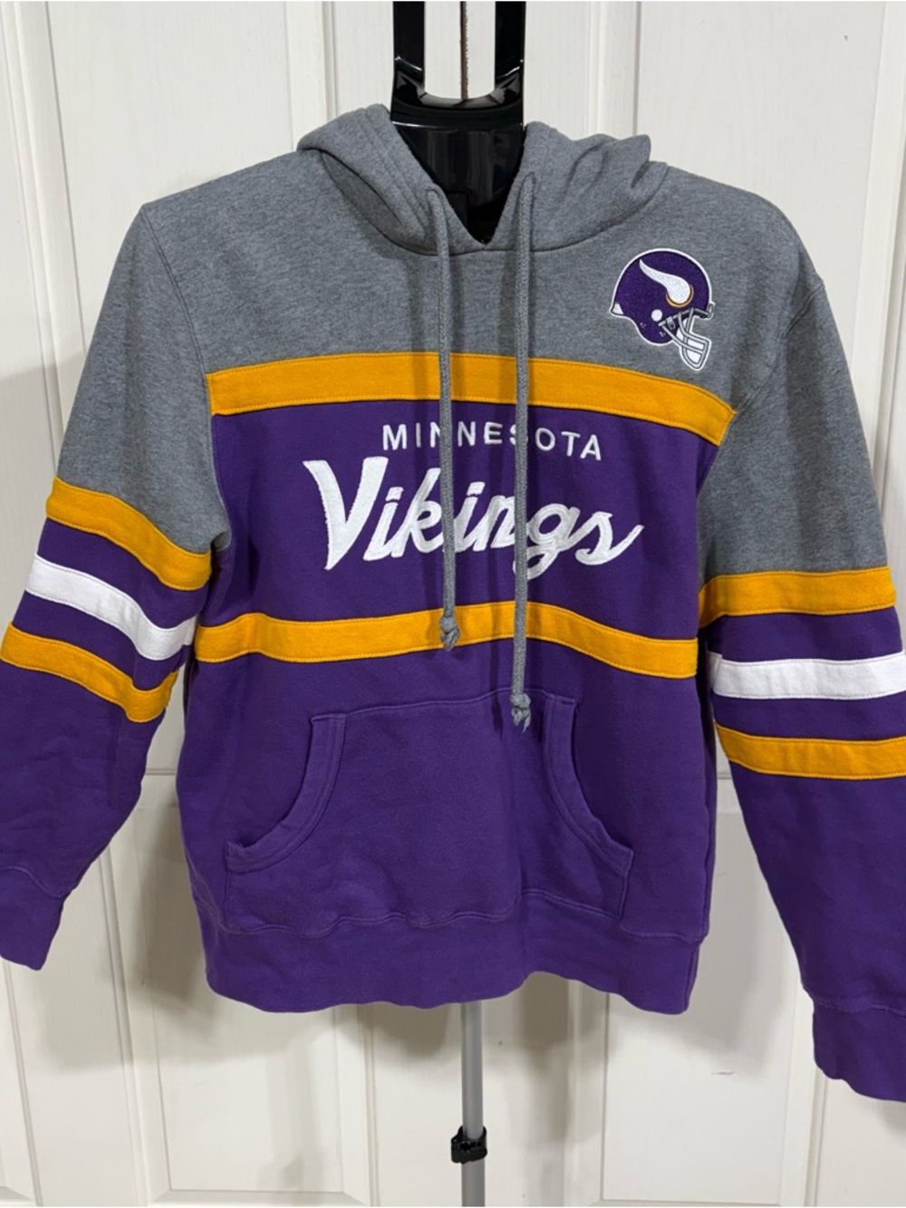 Minnesota Vikings Mitchell & Ness NFL Throwback Pullover Hoodie Purple Grey - M